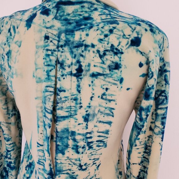 Escada Jackets & Blazers - Escada 34 wool silk jacket coat blazer blue purple white ivory dyed small 4 6 8